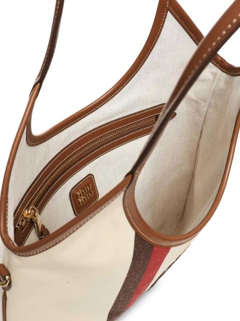Miu Miu striped-pattern tote bag - Neutrals