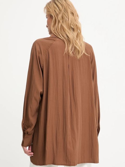 Answear.LAB koszula damska kolor brązowy relaxed z kołnierzykiem klasycznym