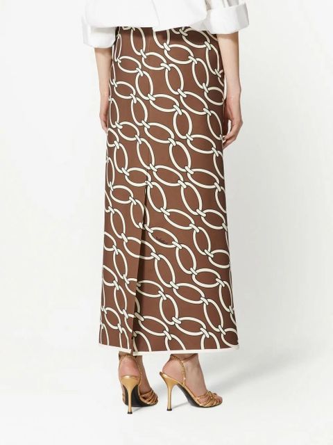 Valentino Garavani chain-link print virgin wool skirt - Brown