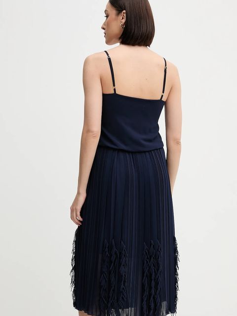 Sandro Ferrone sukienka kolor granatowy midi rozkloszowana S18XBERYKER