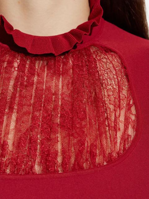 Alexander McQueen ruffled-neck mini dress - Red