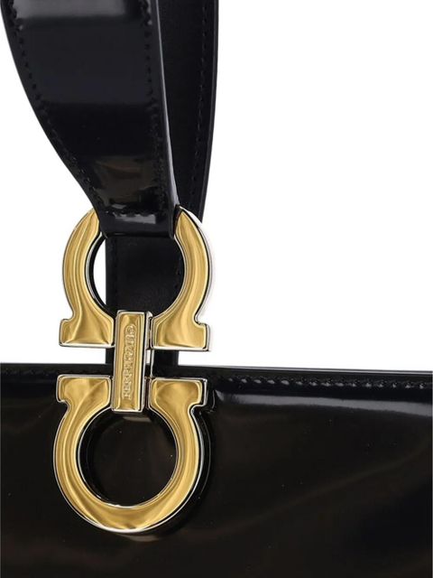 Ferragamo double Gancini leather clutch bag - Black