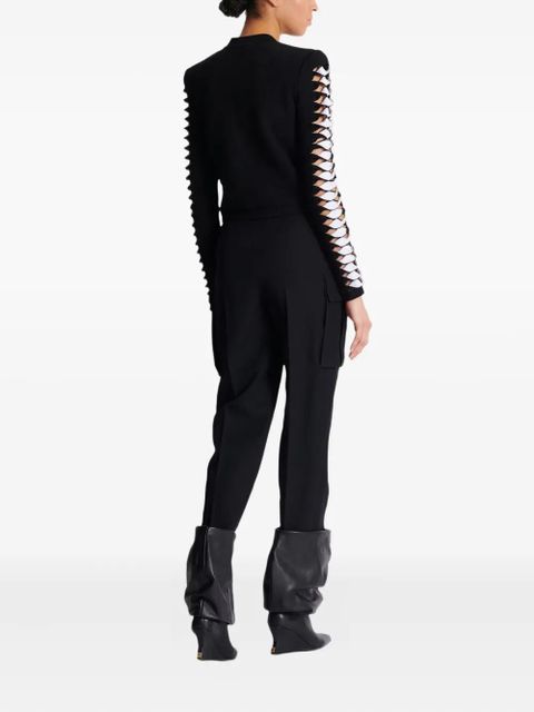 Balmain cut-out sleeve buttoned cardigan - Black