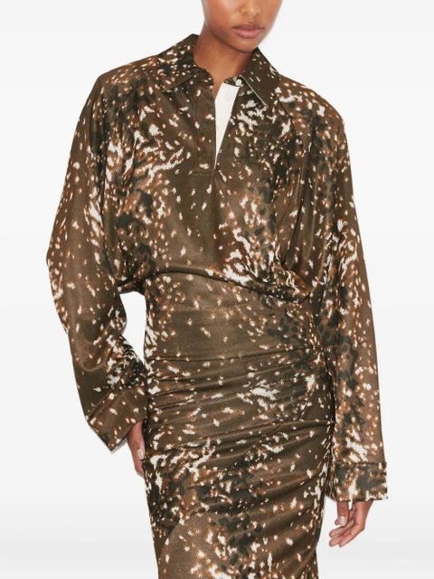 Tory Burch abstract print long sleeves dress - Brown