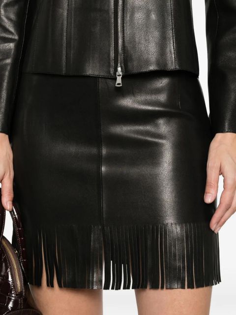 Nour Hammour Coco fringed mini skirt - Black