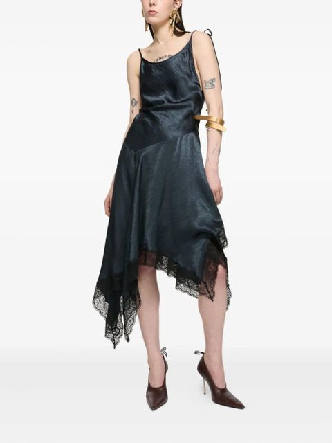 Acne Studios lace-trim asymmetric dress - Blue