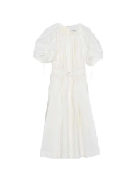 3.1 Phillip Lim poplin ruched-sleeve midi dress - Neutrals - zdjęcie produktu nr 1