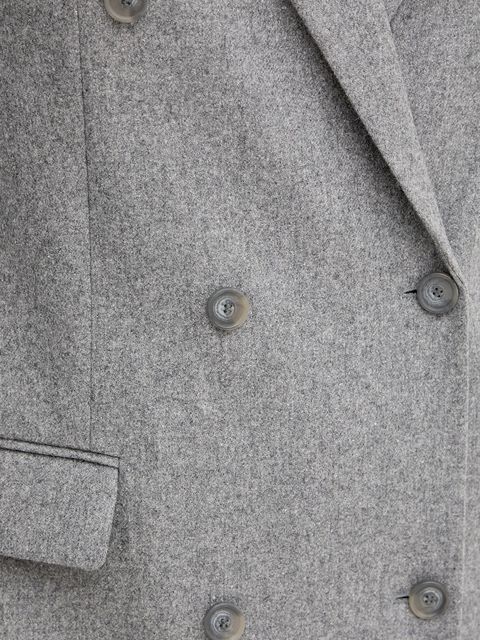 BOSS marynarka z wełną kolor szary dwurzędowa gładka 50548736