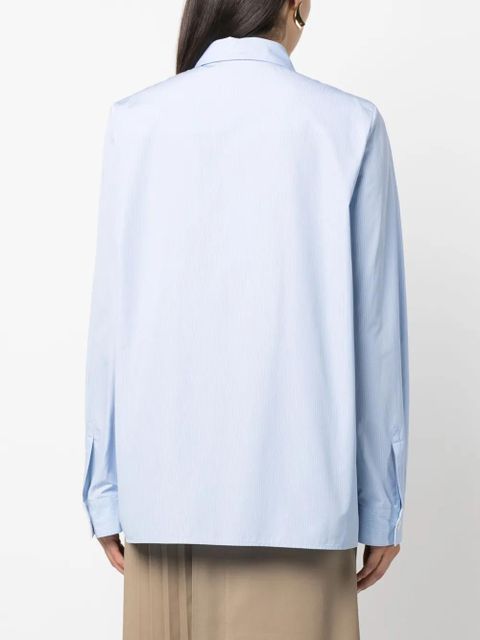 Jil Sander concealed-fastening striped cotton shirt - Blue