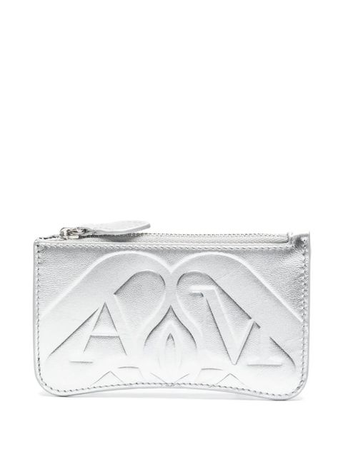 Alexander McQueen logo-debossed metallic leather wallet - Silver - zdjęcie produktu nr 2
