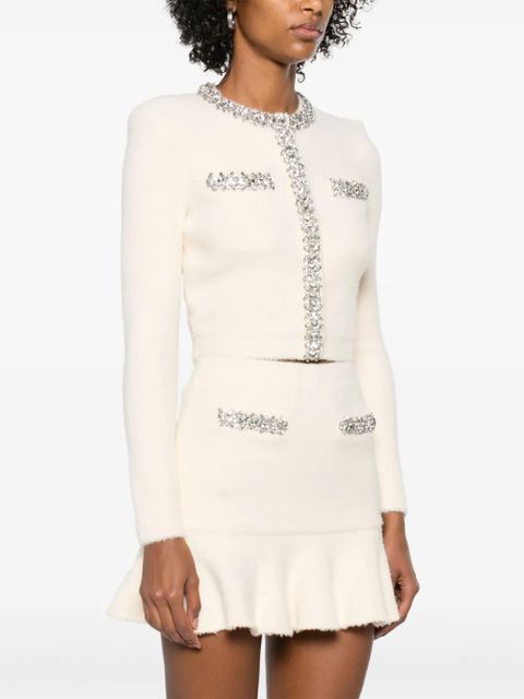 Self-Portrait crystal-embellished cardigan - Neutrals