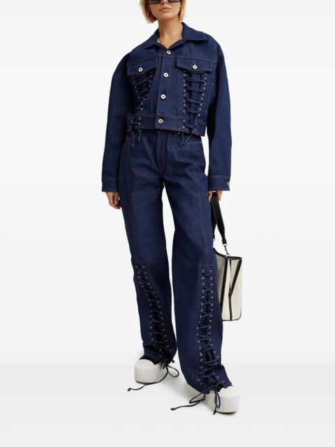 Jean Paul Gaultier lacing-detail denim jacket - Blue