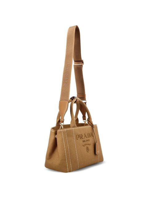 Prada small Jardinière logo-embossed cotton tote bag - Brown