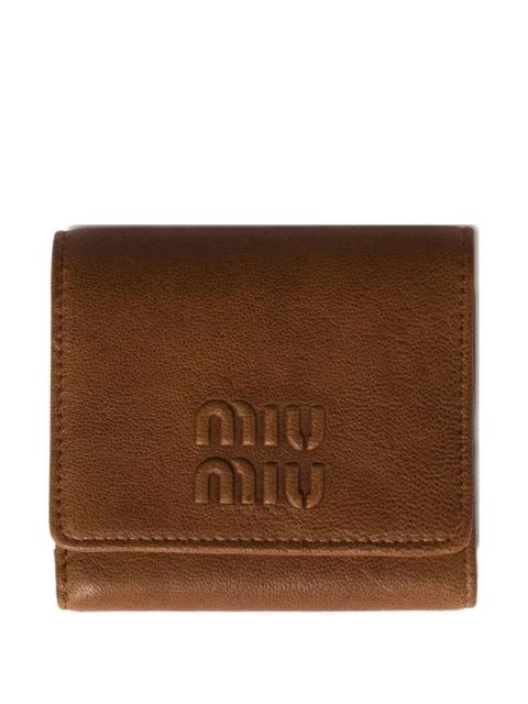 Miu Miu logo-embossed leather wallet - Brown - zdjęcie produktu nr 1