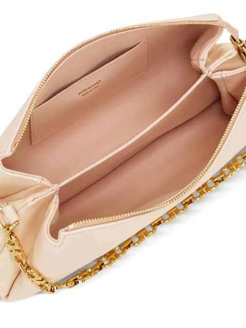 Ferragamo embossed logo chain strap mini bag - Neutrals
