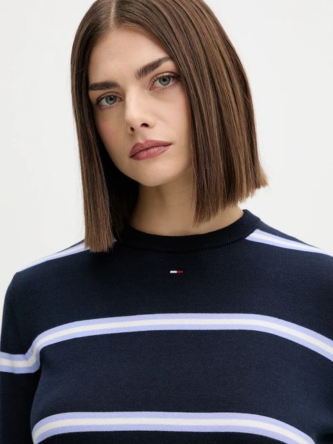 Tommy Jeans sweter bawełniany kolor granatowy lekki DW0DW20159