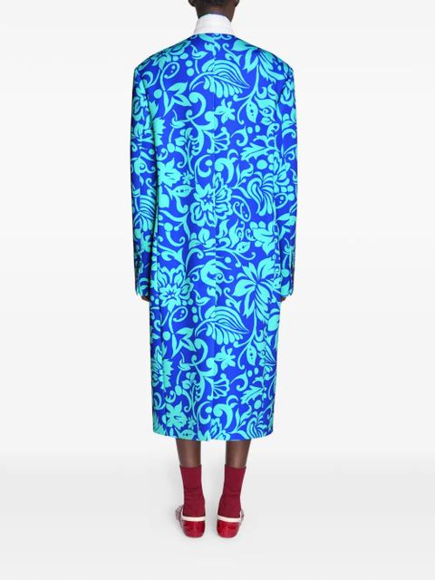 DRIES VAN NOTEN floral-print double-breasted coat - Blue