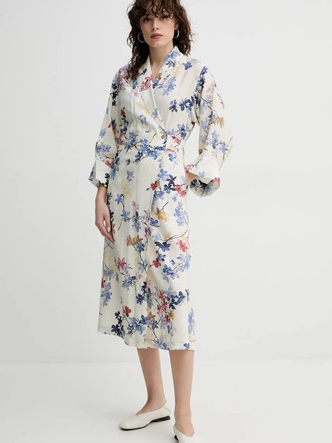 MUNTHE sukienka FREILEIF kolor beżowy midi prosta 251132325121