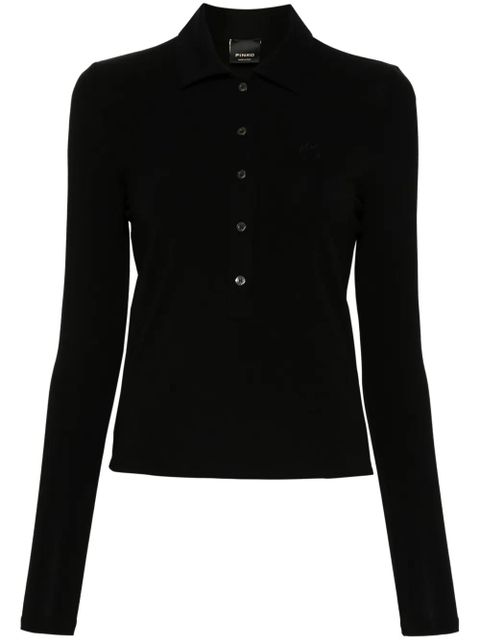 PINKO Love Birds embroidery polo top - Black - zdjęcie produktu nr 1