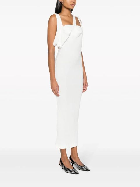 The Attico asymmetric-neckline ribbed dress - White