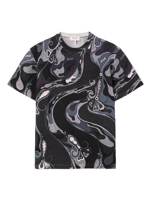 PUCCI orchidee print wool T-shirt - Black - zdjęcie produktu nr 1