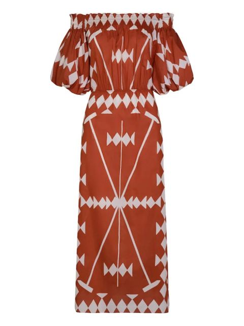 Johanna Ortiz Harbor Hues off-shoulder midi dress - Brown - zdjęcie produktu nr 1