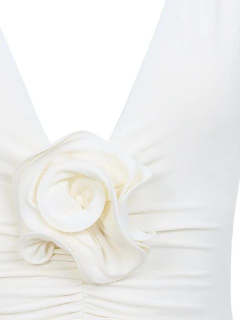 La Reveche floral-appliqué ruched swimsuit - Neutrals