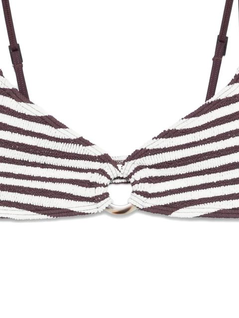 Bond-eye striped bikini top - Brown