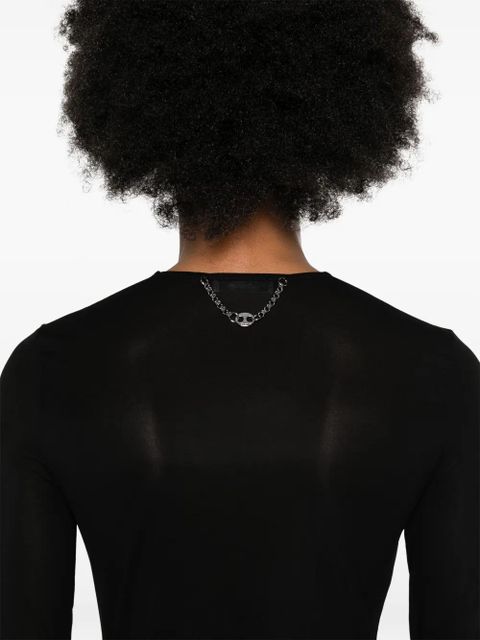 Rabanne semi-sheer long-sleeve T-shirt - Black