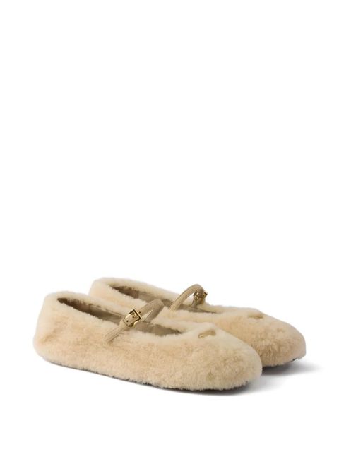 Prada shearling ballet flats - Neutrals