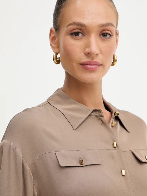 Marciano by Guess koszula ANITA damska kolor brązowy relaxed z kołnierzykiem klasycznym 5YGH13 7356A