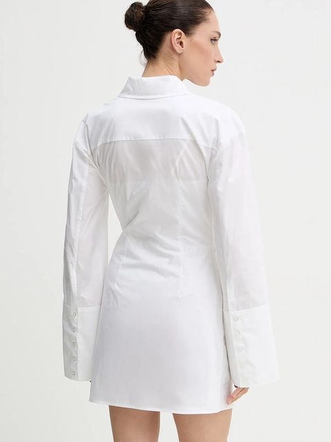 Rotate sukienka bawełniana kolor biały mini dopasowana 115162400