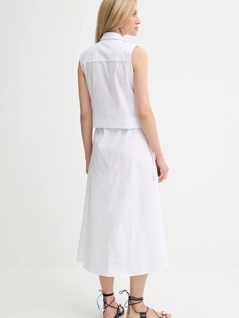 Answear.LAB sukienka bawełniana kolor biały midi rozkloszowana