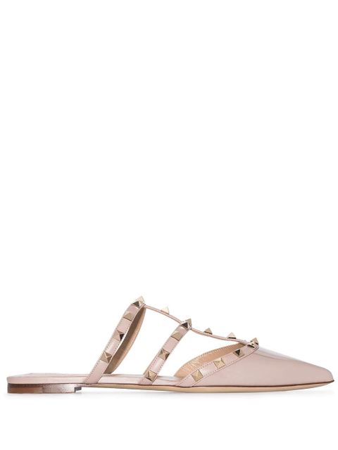 Valentino Garavani Rockstud patent leather mules - Neutrals - zdjęcie produktu nr 1