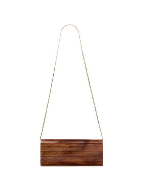 Jimmy Choo Sweetie ridged chain clutch bag - Brown