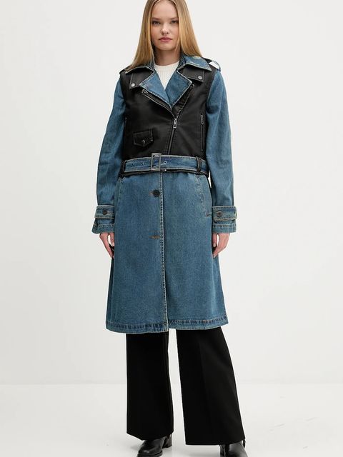 Desigual płaszcz jeansowy DENIMBIK kolor niebieski 25WWEW52 - zdjęcie produktu nr 1