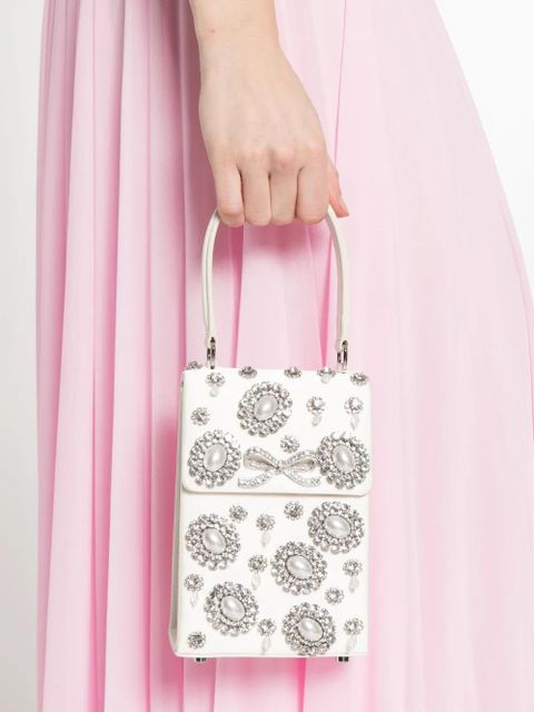 Self-Portrait bow-embellished tote bag - Neutrals