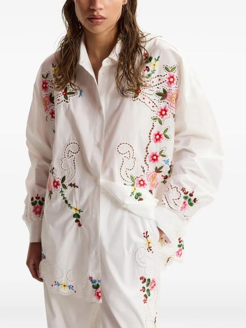 Essentiel Antwerp Jayme floral-embroidered cutwork-detail shirt - White
