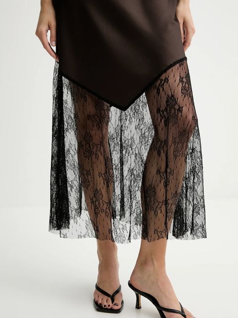 Answear.LAB sukienka kolor brązowy maxi rozkloszowana - zdjęcie produktu nr 2