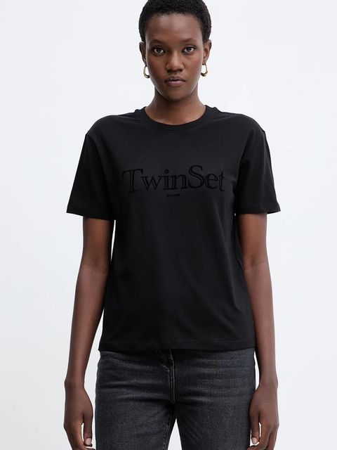 Twinset t-shirt bawełniany damski kolor czarny 252TT2320 - zdjęcie produktu nr 1
