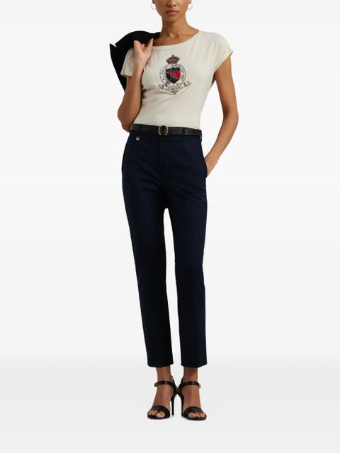Lauren Ralph Lauren crest-patch cap-sleeve T-shirt - Neutrals - zdjęcie produktu nr 2