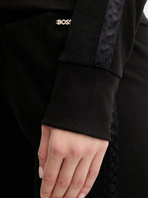 BOSS bluza lounge damska kolor czarny z kapturem gładka 50545635