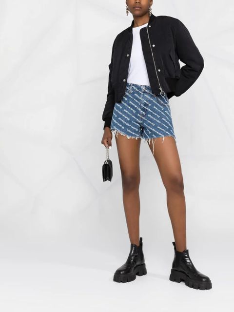 Alexander Wang logo-print denim shorts - Blue - zdjęcie produktu nr 2