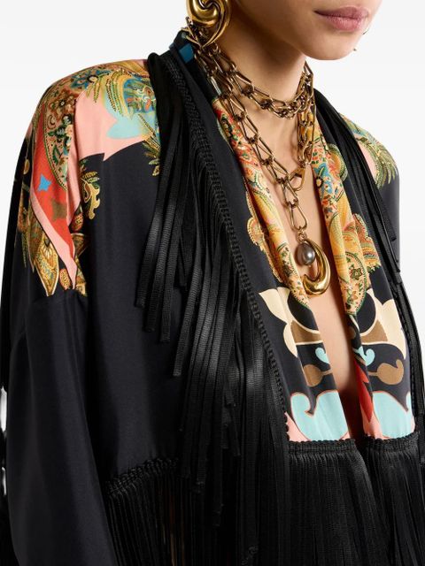 ETRO fringing silk jacket - Black