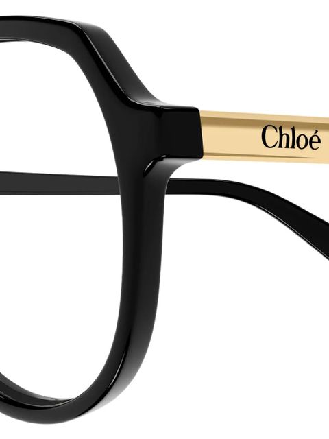 Chloé Eyewear logo-detail pilot-frame glasses - Black