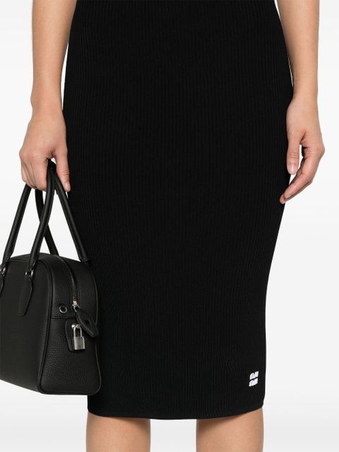 Miu Miu intarsia-logo midi skirt - Black