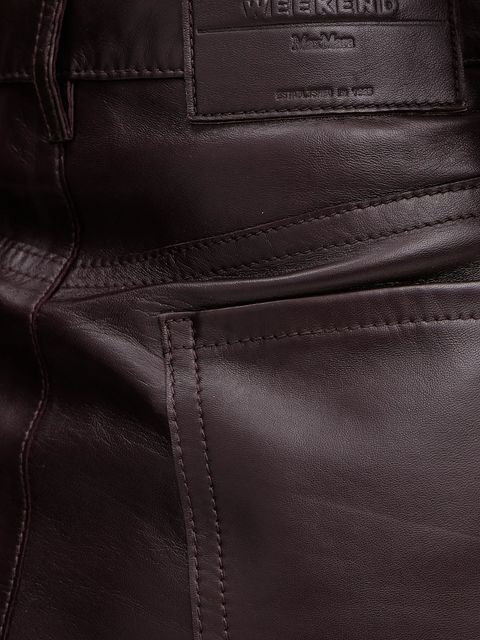 Weekend Max Mara spódnica skórzana ONCIA kolor bordowy mini prosta 2615401011600