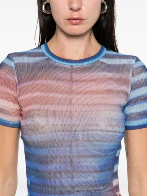 Jean Paul Gaultier striped mesh top - Blue