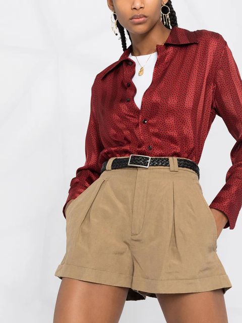 Saint Laurent pleat-detail casual shorts - Green