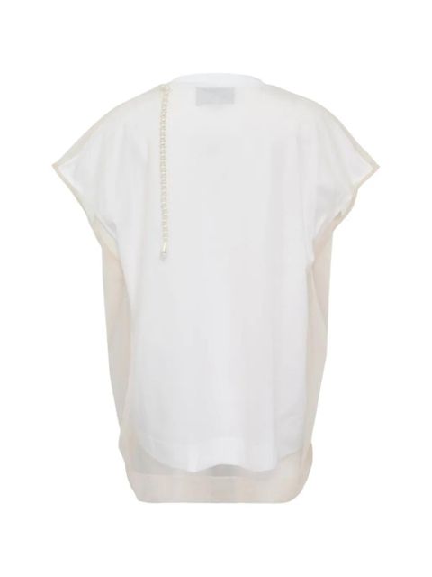Simone Rocha faux-pearl embellished layered T-shirt - White - zdjęcie produktu nr 2